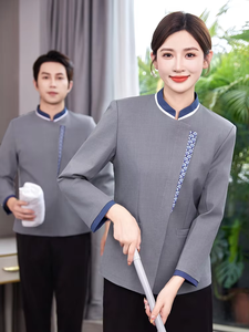 Trajes de trabajador con logotipo de empresa personalizado de alta calidad, uniformes de personal doméstico, uniformes de limpieza, uniformes de sirvienta, diseño de manga corta - Product Image 3