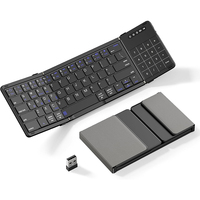 Nuevo Teclado Inalámbrico BT Portátil Plegable con Teclado de Tijera Recargable y Panel Táctil, Compatible con Conexión de 4 Dispositivos