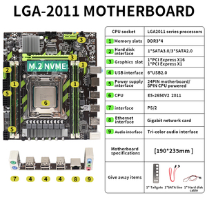Hot Selling X79 Moederbord Ddr3 Lga 2011 Intel Chipset 64Gb Max Ram Capaciteit Voor Desktop Gaming Pc Nieuw Product - Product Image 2