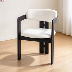 Sedia da Pranzo con Braccioli in Stile Moderno Minimalista, Telaio in Legno Massello e Cuscini in Tessuto per Casa, <span class=keywords><strong>Cucina</strong></span>, Hotel, Ristorante, Caffè ed Eventi - Product Image 2