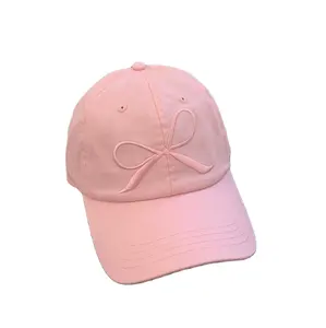 2024新款粉色蝴蝶结棒球帽女软顶大头圆帽利基设计