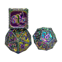 Lot de 7 dés de jeu de table RPG D&D D20 personnalisés en métal polyédrique avec logo, écologiques et de luxe, pour Dungeons & Dragons