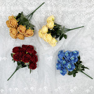 باقة زهور اصطناعية من 9 وردات عالية الجودة مصنوعة من الحرير الصناعي، هدية مثالية للزفاف من الصين - Product Image 4
