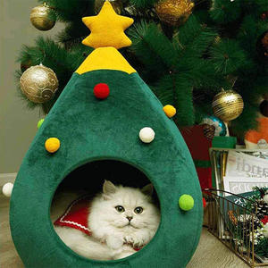 Árbol de Navidad Invierno Cálido Casa para mascotas Pequeño apartamento Cama para gatos y perros Cueva Cojín para mascotas para animales pequeños - Product Image 1