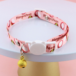 Collar de campana de gato de estilo moderno con estampado de frutas con hebilla separable, cierre de seguridad de poliéster ajustable, evita la asfixia para perros - Product Image 4