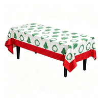 Nappe de table rectangulaire en plastique PEVA jetable, écologique, moderne, imprimée sur mesure, motif renne rouge, imperméable
