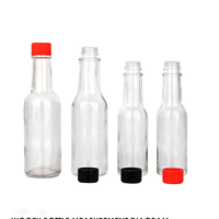 Botol Saus Pedas Kaca Bening Berkualitas Tinggi 3oz/150ml & 5oz dengan Tutup Plastik Merah Sablon untuk Kue & Gula