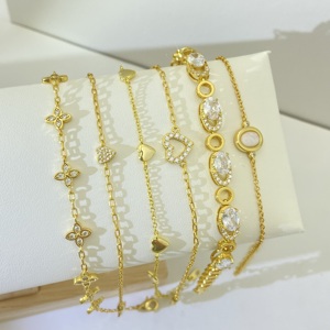 กำไลข้อมือรูปหัวใจชุบทองคำขาวแบบซ้อนได้ แฟชั่น ปลอดภัยต่อผิวแพ้ง่าย ขายส่ง - Product Image 3