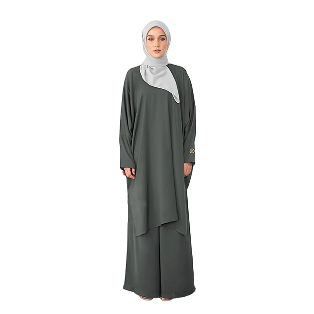 SIPO Eid-Conjunto de caftán con puños anchos para mujer, conjunto de 2 piezas modesto de manga raglán con ala de murciélago