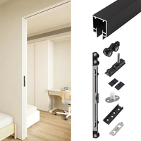 Kit de quincaillerie pour porte coulissante encastrée en acier inoxydable, avec amortisseur de roue et fermeture douce, design moderne et simple