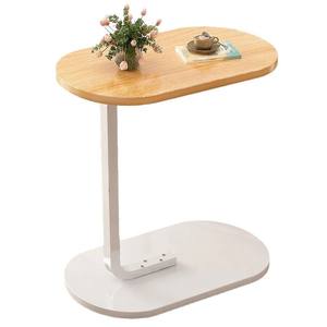 Mesa Auxiliar Portátil de Madera para Sala de Estar o Dormitorio, Diseño Minimalista, Mesa de Centro con Tapa Ovalada y Base de Metal - Product Image 5