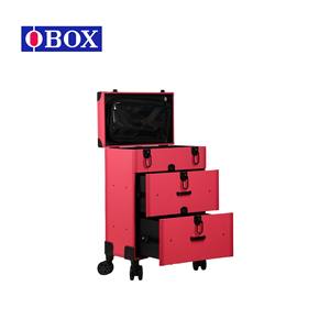 Boîte de rangement pour nail art à motif litchi rouge avec poignée et roulettes pour le rangement de cosmétiques à usage domestique Printemps 2023 - Product Image 2