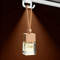 Flacon diffuseur de parfum suspendu pour voiture en verre dépoli mat de 8 ml, couleur personnalisable, avec bouchon en bois