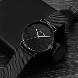 Nueva llegada Unisex correa de malla de acero inoxidable minimalista <span class=keywords><strong>Ginebra</strong></span> relojes para hombres - Product Image 1