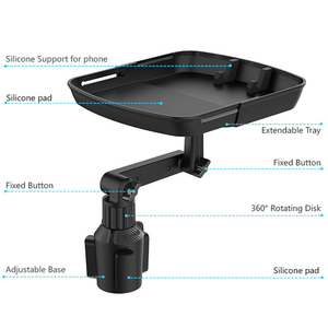 Portavasos Giratorio de 360 Grados con Bandeja para Alimentos, Base Expandible, Portavasos con Soporte para Teléfono Móvil - Product Image 3