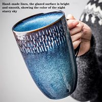 Tasse à café en porcelaine extra large de 21 oz avec une grande poignée Tasse à thé et à café jumbo avec cuillère et couvercle en bois