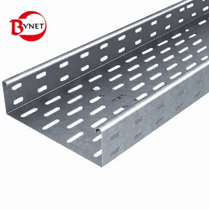 Waterproof aluminum ventilated cable tray support raceway powder coated 400x100 outdoor metal steel gi galvanized cable trunk