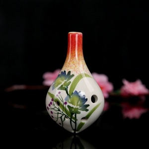 Ocarina en céramique AC en forme de poire à 6 trous, artisanat artistique à l'aquarelle dessiné à la main, instrument de musique pour étudiant débutant - Product Image 5