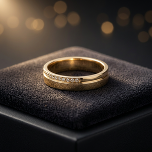 Anillo de Boda de Media Eternidad con Diamante Cultivado en Laboratorio de Oro Amarillo de 14K, Corte Brillante Redondo - Product Image 2
