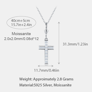 Ciondolo a Croce con Incastonatura a Castone Principessa in <span class=keywords><strong>Argento</strong></span> S925 Placcato Oro con Moissanite Collana con Ciondolo a Croce per Donna - Product Image 4