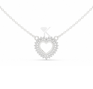 Collar con colgante de corazón abierto con diamantes festoneados, oro macizo de 14K, estilo vintage, diamantes cultivados en laboratorio, joyería fina romántica, regalo para ella - Product Image 3