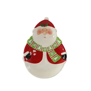 NUEVO LISTADO Navidad 2022 Placa de cerámica decorativa Woodland Snowman Santa, regalo pintado a mano y artesanía