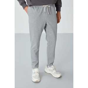 Pantalon de survêtement gris mélangé pour homme, taille élastique, coupe standard, tissu respirant décontracté - Product Image 3