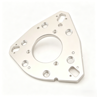 Plaque adaptatrice triangulaire en aluminium argenté usinée sur mesure par CNC avec trous de montage multi-positions pour l'automatisation industrielle