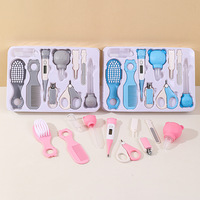 Ensemble de soins pour bébé en plastique 10 pièces : brosse à poils doux, coupe-ongles, aspirateur nasal, compte-gouttes, distributeur de médicaments