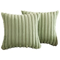 YI NUANN Housses de coussin décoratives en fausse fourrure de lapin rayée et velours, 45*45cm, carrées, de luxe, pour canapé