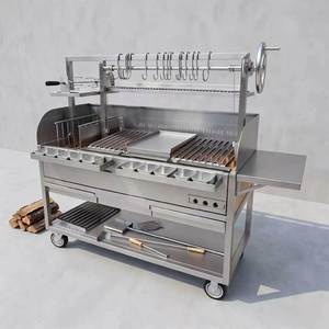 Barbecue a carbonella/legna con design rustico moderno, maniglia a croce Santa Maria, sollevamento manuale a barra rotante per girare il cibo - Product Image 5