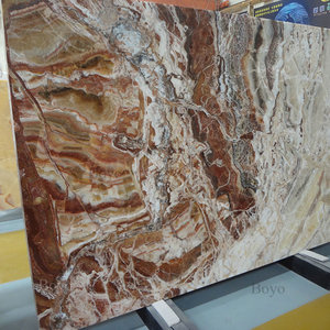 Batu Marmer Onyx Transparan Motif Urat Coklat Hitam Ocean Tiger, Dinding Kamar Mandi dengan Lampu Latar, Strip Onyx Poles, Batu Marmer Onyx Transparan Motif Urat - Product Image 5