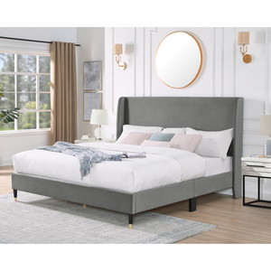 Ensemble de chambre à coucher rembourré Arles 3 pièces : lit plateforme à dossier haut avec deux tables de chevet - Product Image 2