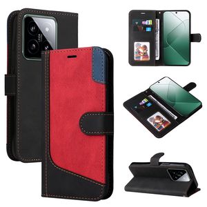 Etui portefeuille en cuir bicolore pour <span class=keywords><strong>Xiaomi</strong></span> Mi 14 Pro 13 Lite 13 T Pro Ultra 13C Redmi NOTE 13 5G Plus <span class=keywords><strong>12T</strong></span> Stand Flip Phone Cover - Product Image 1