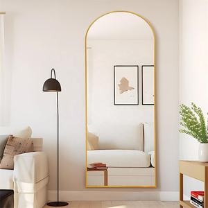 Espejo <span class=keywords><strong>de</strong></span> Cuerpo Entero <span class=keywords><strong>de</strong></span> Piso Grande y Largo Personalizado <span class=keywords><strong>de</strong></span> Fábrica con Marco <span class=keywords><strong>de</strong></span> Aluminio y Metal en Negro y Dorado, Moderno, <span class=keywords><strong>de</strong></span> <span class=keywords><strong>Pared</strong></span> y Arqueado - Product Image 3
