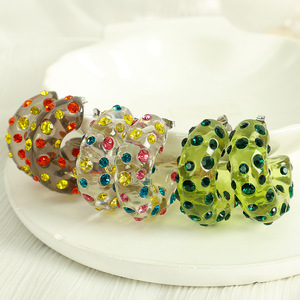 Pendientes de Resina en Forma de C con Pedrería, Diseño Geométrico Colorido, Joyería de Moda para el Día a Día para Mujer - Product Image 3