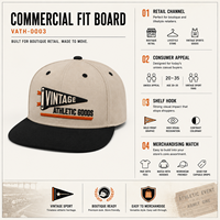 Gorra Snapback de Marca con Corona Alta y Visera Plana, Bordado Vintage de Estandarte, Empaque Minorista para Tiendas de Moda Urbana con Etiqueta Personalizada