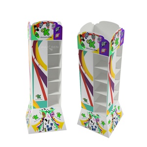 ชั้นวางสินค้ากระดาษแข็งสำหรับซุปเปอร์มาร์เก็ต ชั้นวางโฆษณาแบบตั้งพื้นสำหรับจุดขายปลีก ชั้นวางสินค้าลูกฟูกสำหรับร้านค้าปลีก - Product Image 1