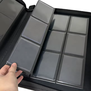 Custom logo Wholesale <b>Top</b> Loader Card Binder 9 Pockets 16 Pages Photo Album Pu Leather <b>PVC</b> Card Storage Toploaders Binder - Product Image 1