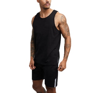 Gilet sportivo Premium nero scollo con scollo a righe 100% cotone traspirante da ginnastica da uomo canotta senza maniche da uomo - Product Image 5