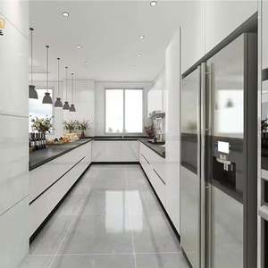 Ensemble complet de meubles de cuisine modernes en PVC brillant, design luxueux, livraison directe, remplacement, blanc brillant - Product Image 1