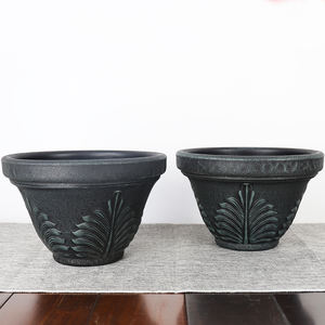 Maceta de plástico grueso <span class=keywords><strong>PAM</strong></span> con relieve esmerilado antiguo de gran diámetro europeo para balcón, jardinería, plantación de jardín - Product Image 3