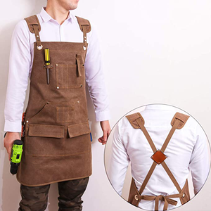 <span class=keywords><strong>Tablier</strong></span> en toile cirée avec poches pour hommes, Logo personnalisé, idéal pour le travail et les salons commerciaux - Product Image 4