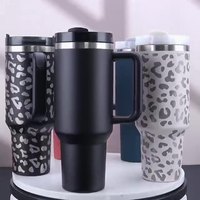 Gobelet isotherme de voyage en acier inoxydable à double paroi de haute qualité, 40 oz, avec paille et poignée, pour voiture