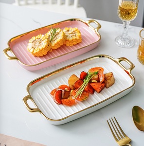 Đĩa Phẳng Vuông Dài Hai Tai Phong Cách Bắc Âu Ins Thả Vận Chuyển Khay Gốm Gia Dụng Đĩa Đựng Đồ Ăn Nhẹ Tấm Lưới Cá Đỏ Sáng Tạo - Product Image 6