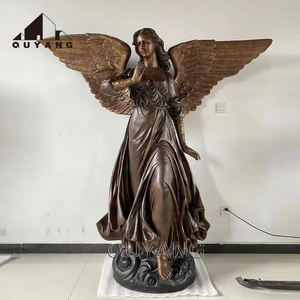 Sculpture de monument extérieur sur mesure de grande taille, style européen, en <span class=keywords><strong>bronze</strong></span> patiné antique, représentant un ange de la victoire avec une branche de palmier dorée - Product Image 4