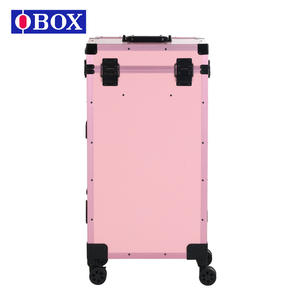 Trolley de salon rose professionnel avec miroir et tiroirs pour le rangement du maquillage et des outils de manucure, déplacement facile grâce à 4 roulettes pivotantes - Product Image 5