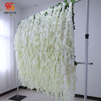 Décoration de plafond de mariage en tissu suspendu lisse, blanc ivoire, vigne de glycine