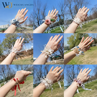 Korsase Pergelangan Tangan Sutra Mewah Pengantin Pengiring Pengantin Bunga Pernikahan Gelang Elegan Dekorasi Pesta Pernikahan Gelang Bunga Kustom Saudari
