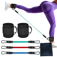 Ensemble de 3 bandes de résistance élastiques pour tubes d'entraînement de hanche de fitness de yoga avec sangles de cheville vente en gros